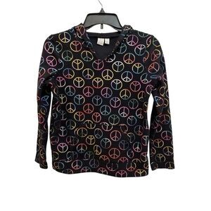 Et 1989 Place Girls' Rainbow Peace Sign Fleece Hoodie Size 10-12